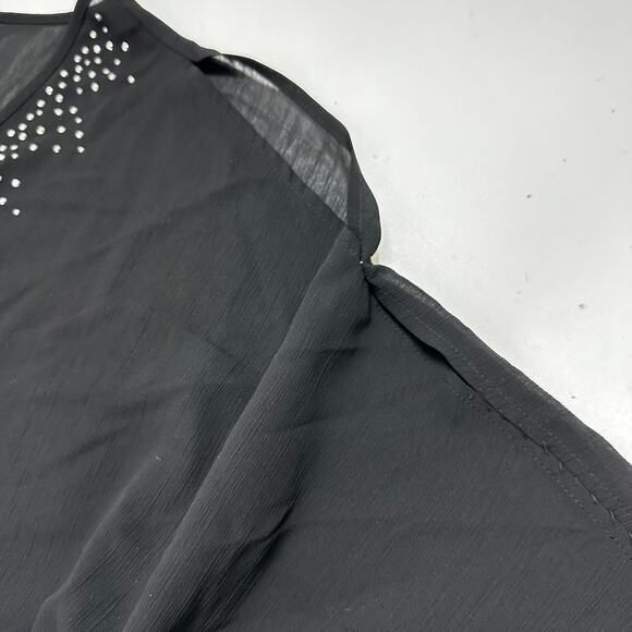 Lane Bryant Babydoll Top Women Plus Size 18 Black Sheer Short Sleeves Casual - Picture 3 of 9